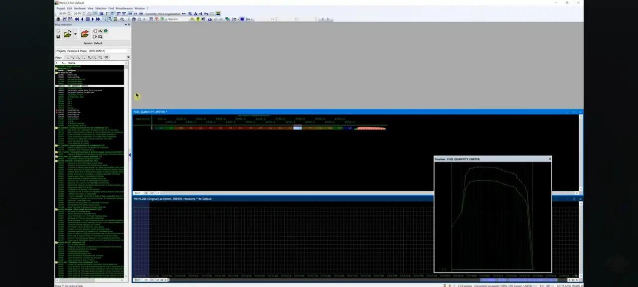 Engine-management maps analysed in professional calibration software